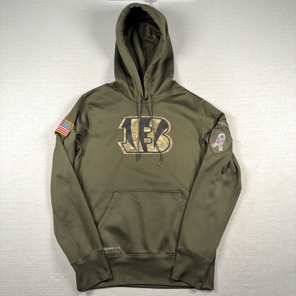Nike NFL OnField Therma Fit Bengals Hoodie Mens Size S Green Polyester Pullover